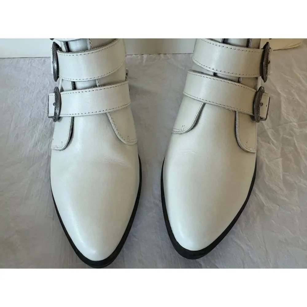 White Triple-Buckle Ankle Boots - Women's Fashion Boots